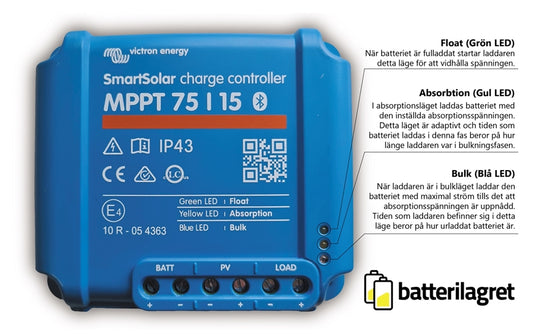 Victron Smart Solar laddningsregulator MPPT 60R 75/15